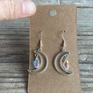 Sterling Silver Teardrop Moon Earrings